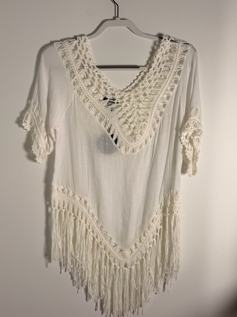 New Vivid bohemian chic tunic top vneck crotchet short sleeve beach coverup